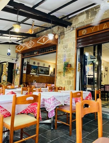 Greek taverna scene at Yiannis Home Cooking, Rhodes Old Town