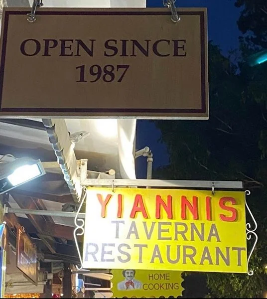 Greek taverna scene at Yiannis Home Cooking, Rhodes Old Town
