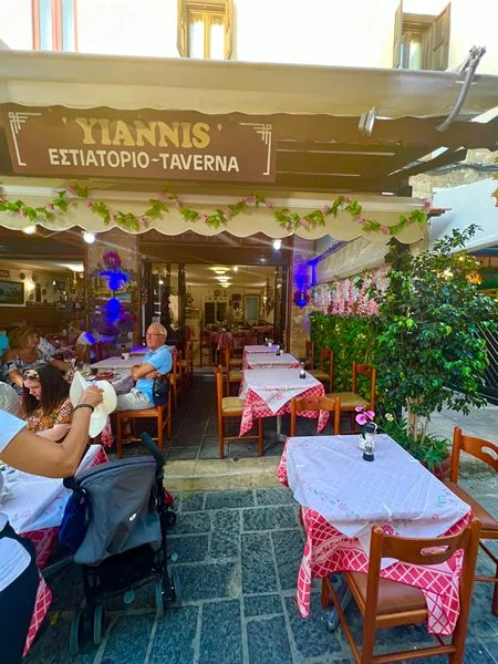 Greek taverna scene at Yiannis Home Cooking, Rhodes Old Town